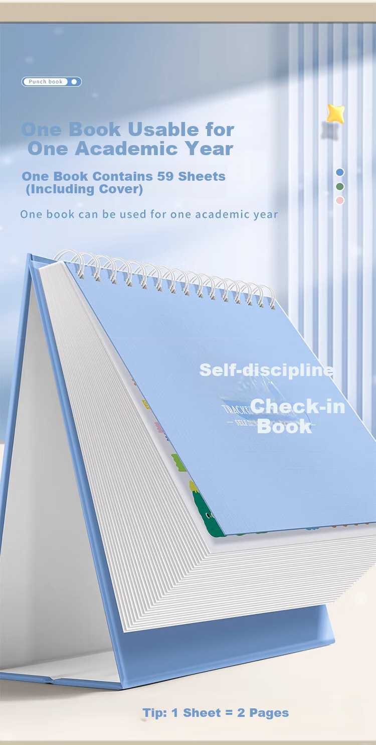 Mili Self-Discipline Check-In Book A5 Study Planner Habit Formation Time Management Daily Weekly Check-In Task Schedule for Elementary Students Children Routine Planning Back-to-School Essential Tool 3