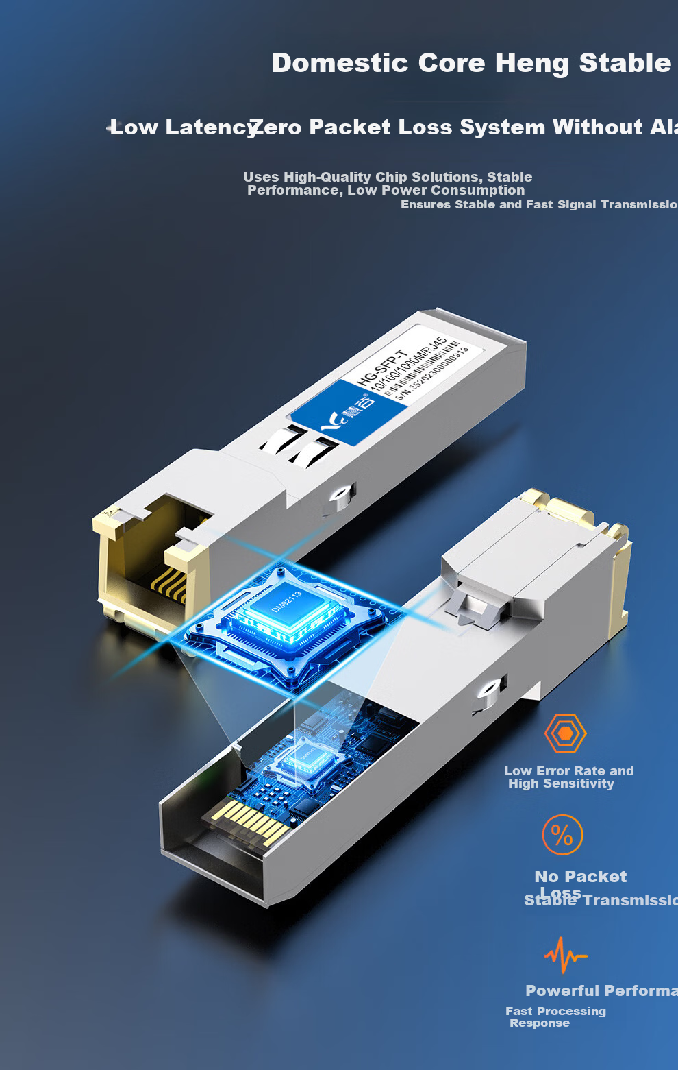 Huigu Gigabit Optical to Electrical Module 1.25G Optical-Electrical Conversion Module SFP Optical to Electrical Port Module 100m Transmission HG-SFP-T 7