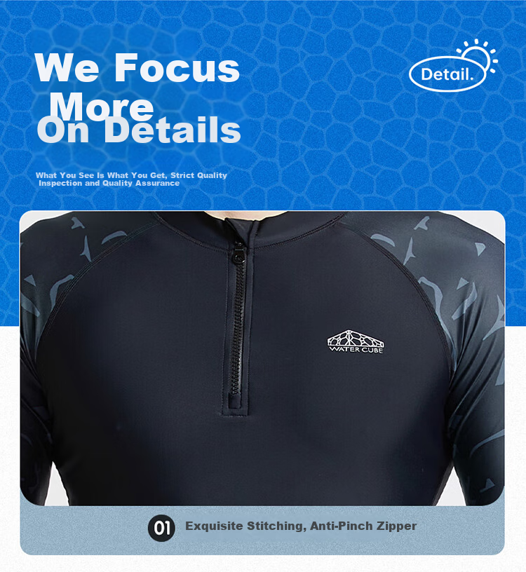 Water Cube Men's Swimwear Sports Fitness Sun Protection Quick-Dry Swimming Shirt Jellyfish Long Sleeve Diving Surfing Suit Black L 4