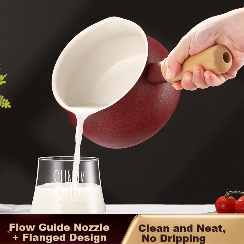 SSN Ceramic Non-Stick Small Milk Pot Hot Milk Boiler Small Saucepan 6