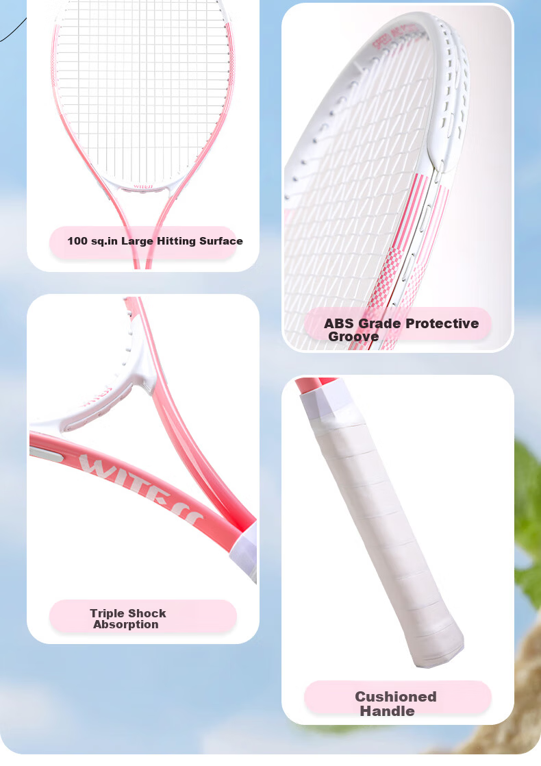WITESS Tennis Racket for Men and Women Beginners Professional Single Racket with Strings Self-Practice Rebound Training Set Aluminum Alloy 4