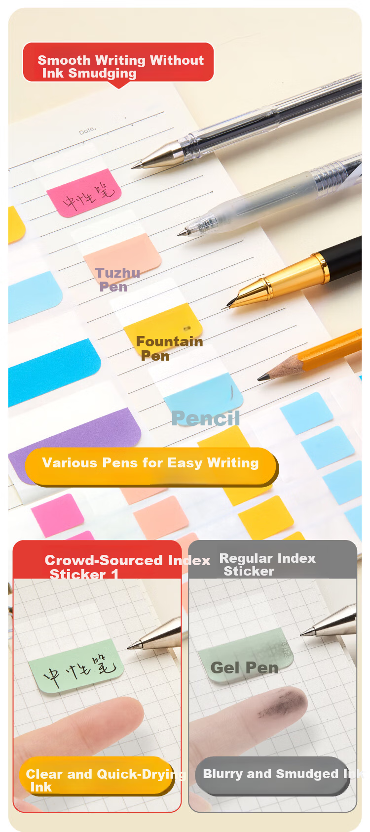 JONEVEE Morandi Index Sticky Notes 6 Colors Medium Size 120pcs Transparent Writable Labels for Home Organization and Note Taking (Minimum Order 2 Packs) 5