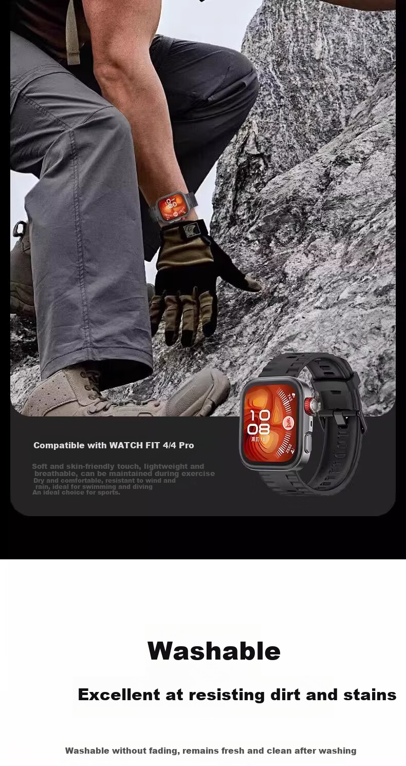 Iboann Compatible Huawei FIT4 Watch Strap WatchFit4 Pro 3D Wave Pattern Silicone Universal FIT3 Wristband Unisex Waterproof Accessory Rhythm Black 6