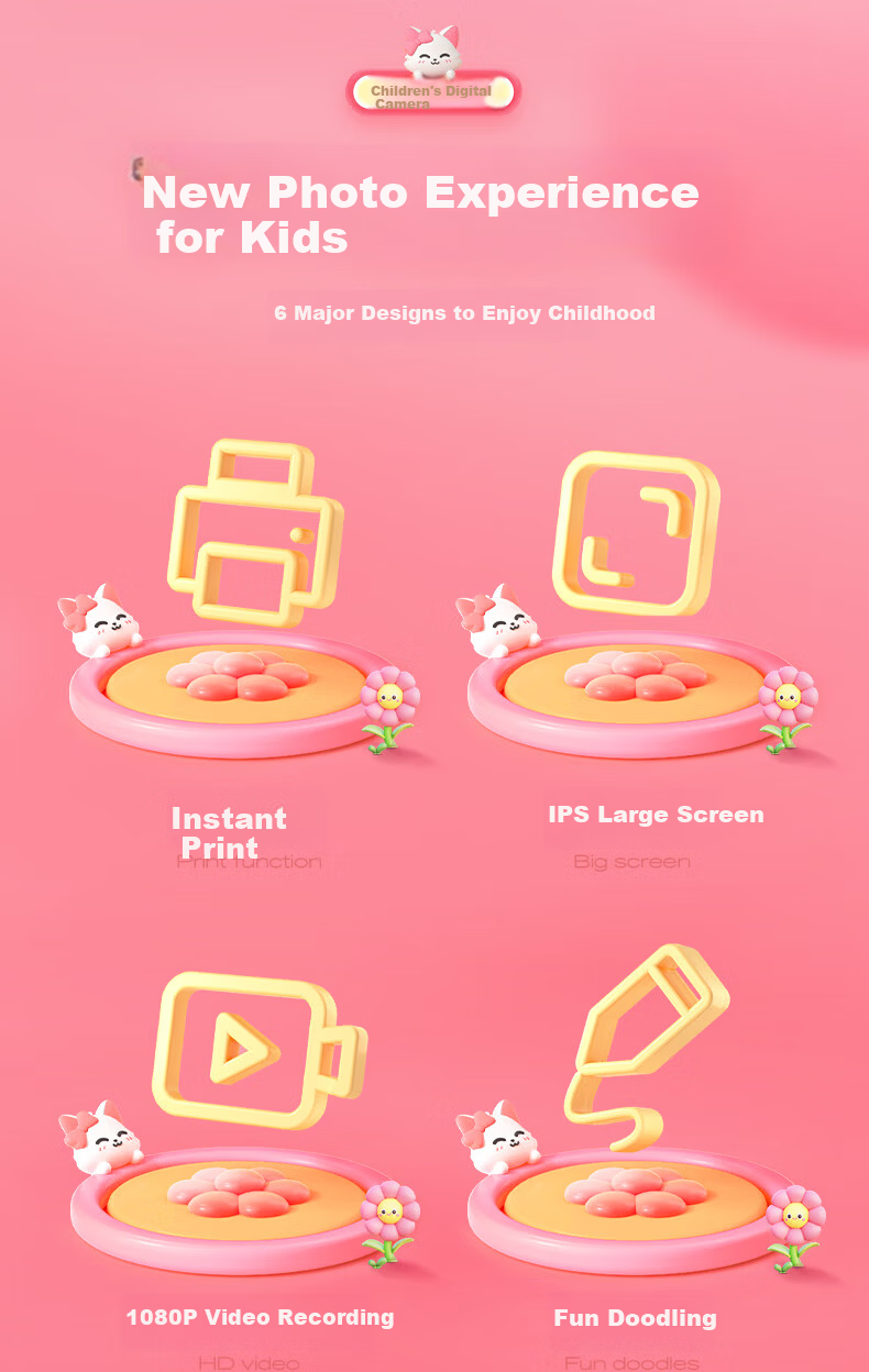 Mengduofu Kids Instant Print Camera Colorful Camera Toy Birthday Gift for Girls Students Age 8-12 4