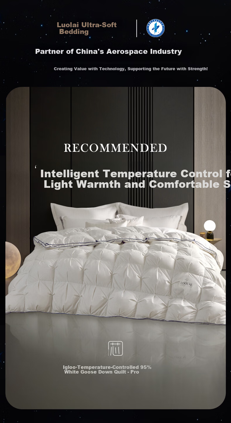 Luolai Home Textiles Down Quilt A-Class 95% Washed White Goose Down Aerospace Temperature Control Thickened Winter Quilt Core Approx. 5.8 Jin 1