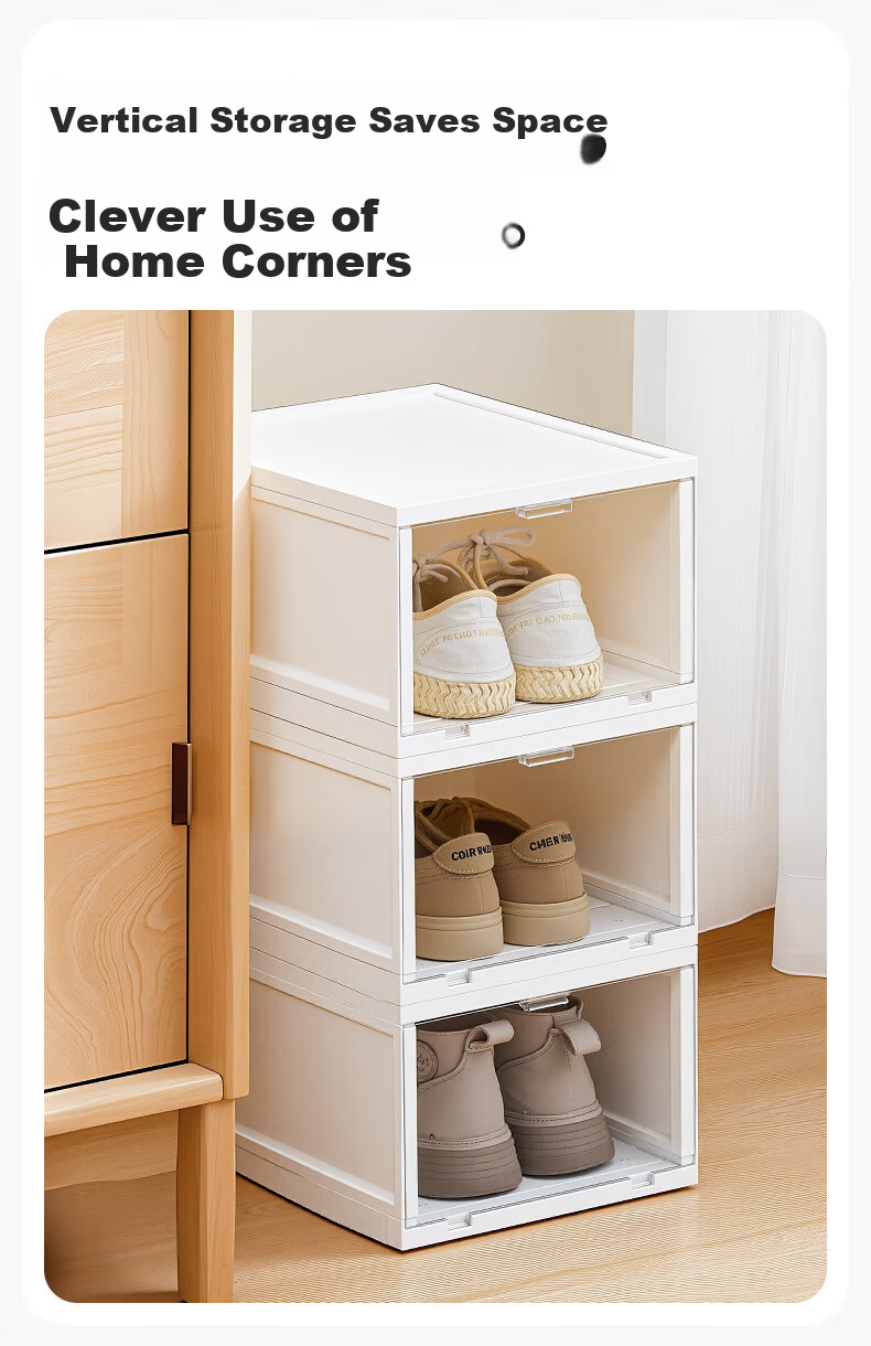 Xitianlong Flip-Top Shoe Box Functional Storage Box, Shoe Cabinet Doorway Entryway Cabinet Stackable Combination Shoe Cabinet, Transparent, 8-Pack 4