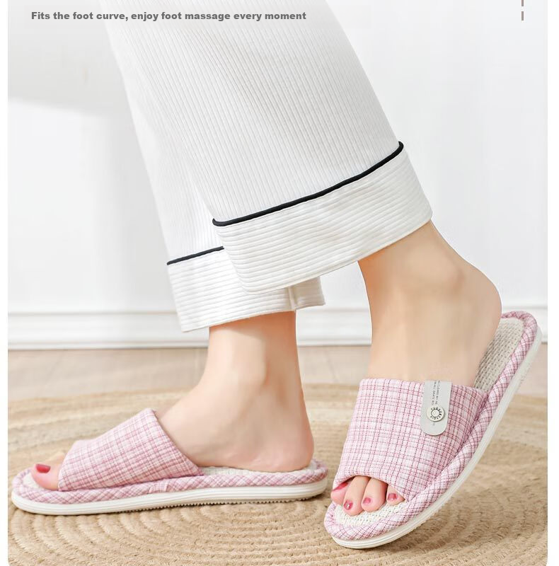 Huamei Jianbu Linen Slippers Non-Slip Couple Home Indoor Soft Sole Cotton Linen Floor Slippers HM6130 Brown Size 40-41 10