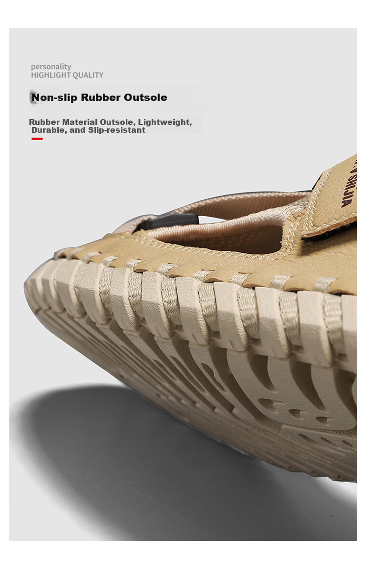 Bull Family Men's Summer Closed-Toe Sandals Soft Leather Soft Sole Outdoor Water-Resistant Casual Trendy Men's Clogs 4