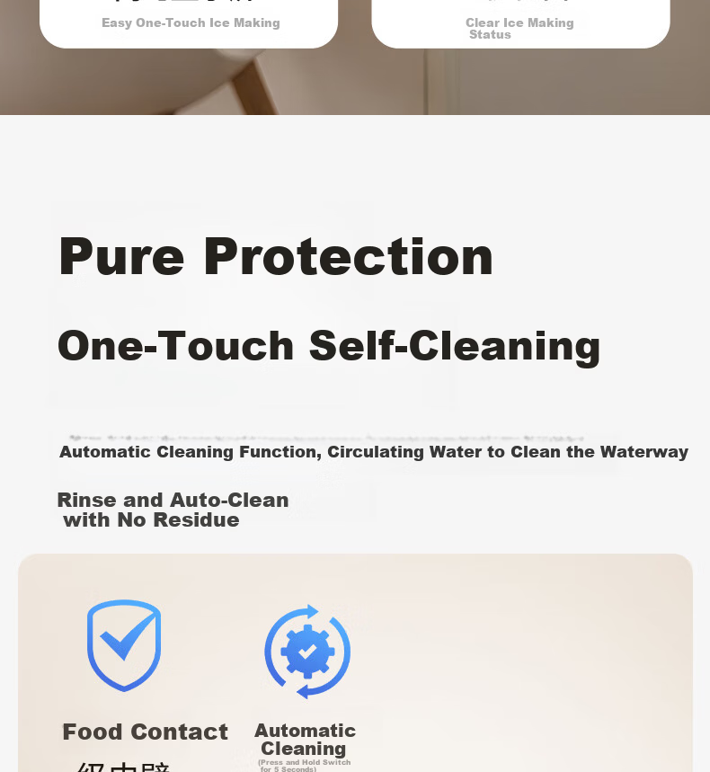 Deli Ice Maker, Compact Home And Dorm Portable Mini 92W Low-Power Ice Making Machine, Fully Automatic Water Dispenser with Self-Cleaning Water System, Food-Grade Material 8