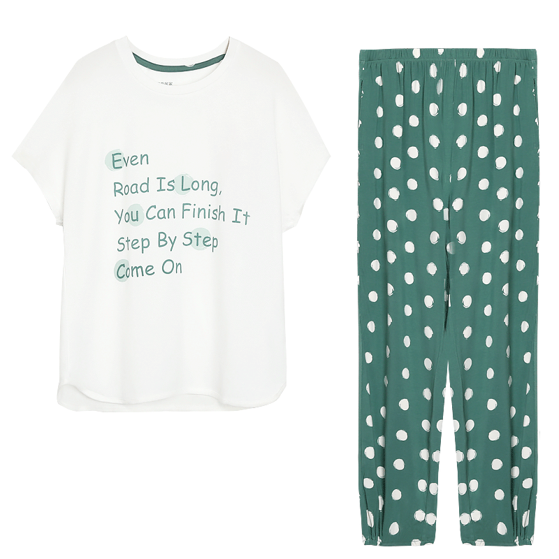 Hodohome Modal Girls' Summer Short Sleeve Pajama Set Breathable Soft Stretch Cute Print Homewear