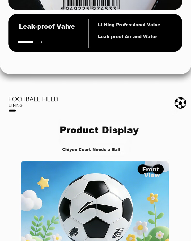 Li-Ning Football Size 5 Match Training Standard Ball Durable Adult and Student Soccer Ball for Primary and Middle School Exams 18