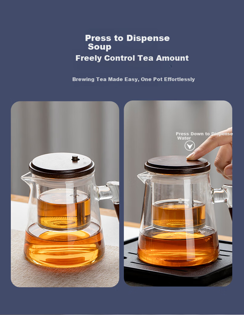 Jing Hong Yun True Bare Price Glass Teapot with Press Filter High Temperature Tea Water Separation Transparent Kettle 4