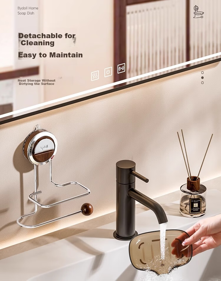 Bydoll Suction Cup Soap Box Wall-Mounted No-Drill Soap Holder Household Bathroom Drainage Soap Rack 2025 Double Model 7