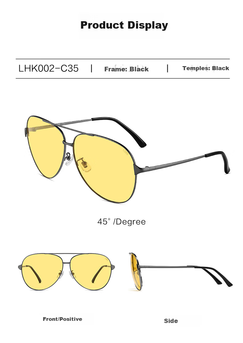 LOHO Men's Day and Night Driving Sunglasses Non-Polarized UV Protection Anti-Glare Night Vision Far Light 16