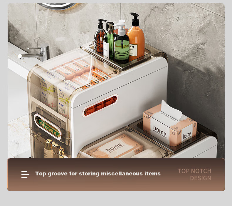 JEKO&JEKO Bathroom Storage Rack, Floor-Standing Gap Organizer Cabinet, 24.5cm 4-Tier, No Installation Required, Magnetic Door Opening, Simple And Luxurious Style 13