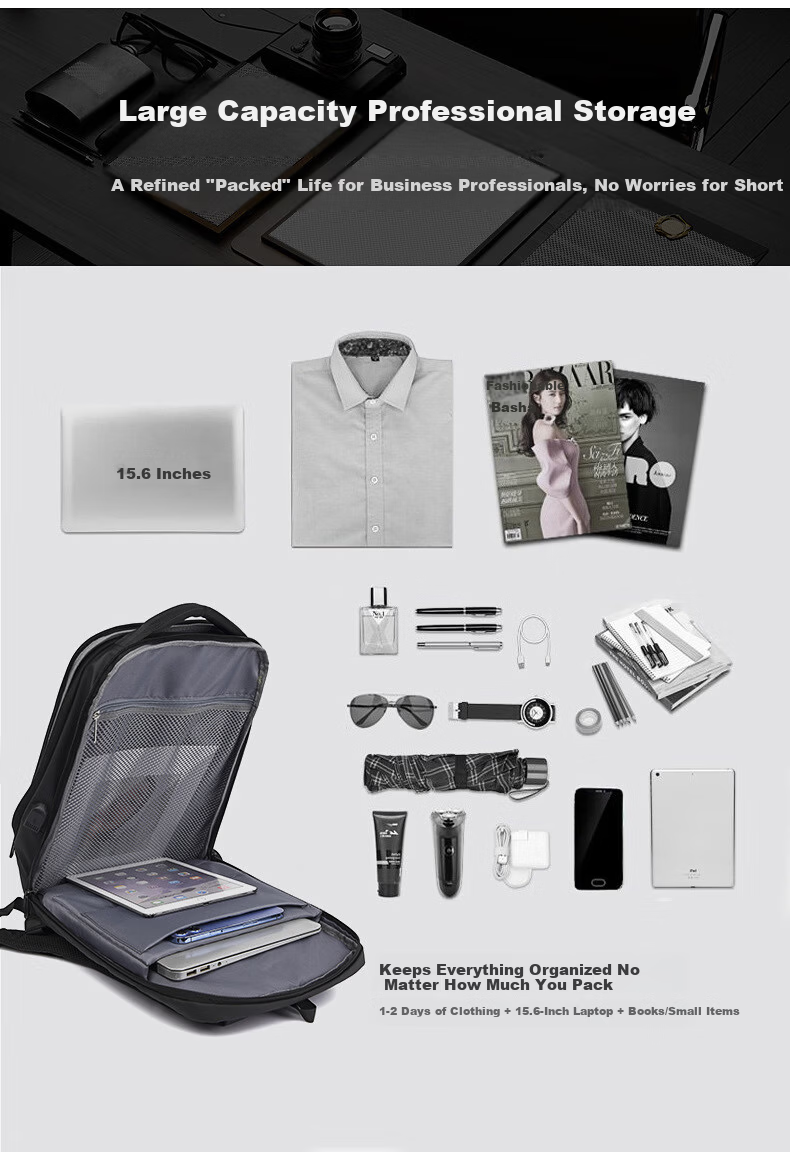 Biyoumei Men's Large Capacity 15-inch Laptop Backpack Casual Business Multifunctional Travel Student Shoulder Bag 3