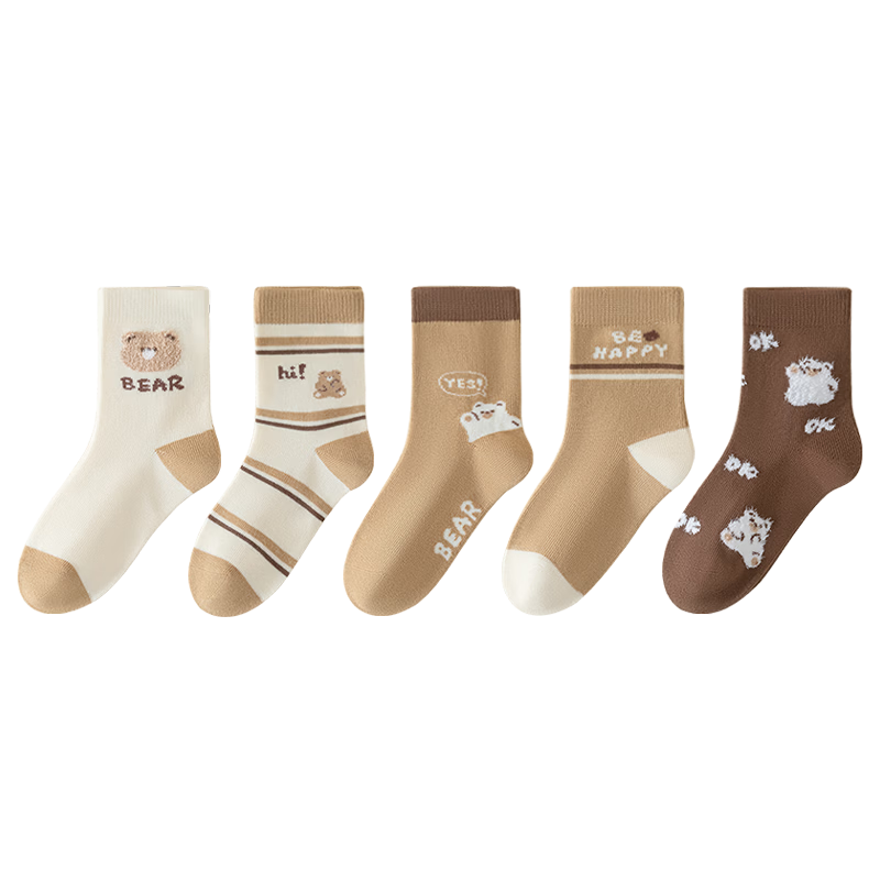 MiiOW Children's Socks Girls' Mid-Calf Socks with Lace Trim for All Seasons, Casual Cotton Socks for Girls And Toddlers, 5 Pairs Per Pack
