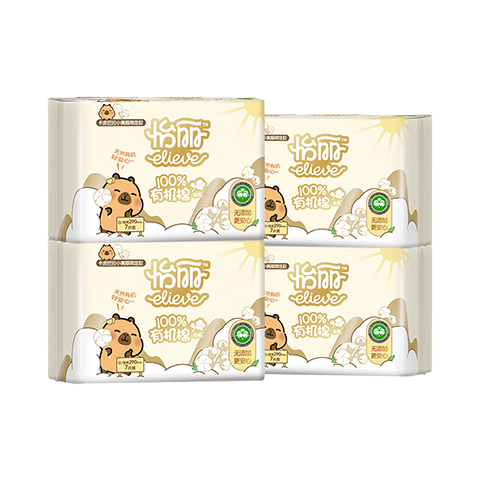 EVENLY Organic Cotton Sanitary Napkins, Breathable Day And Night Use, 290mm, 7 Pieces * 4 Packs, Sold by JD, Menstrual Pads
