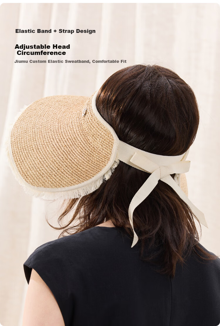 JIUMU Women's Straw Sun Hat Open-Top Summer Outdoor Face-Shielding Beach Vacation Hat 6