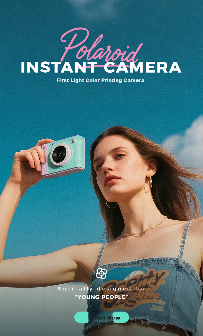 Chuzhao D2 Instant Camera Color Photo Printer Portable Student Travel Camera Birthday Gift for Girls Romantic Meaningful 1