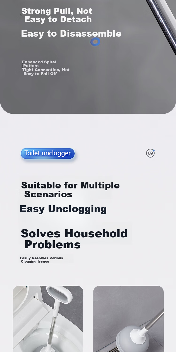 Ecoco Toilet Plunger Household Toilet Clog Remover Suction Cup Special Tool Drain Unclogging Device 9