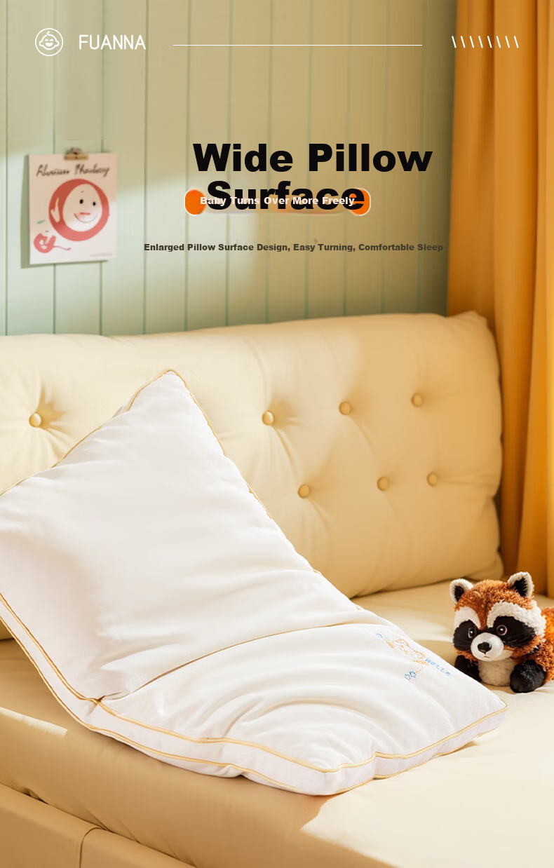 Fuanna Children's Pillow Pure Cotton 60s Satin Silk Pillow Core Children's 50*30cm 7