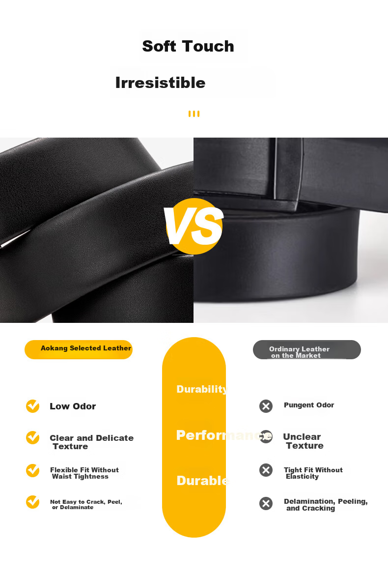 Aokang Men's Business Casual Leather Belt Automatic Buckle Cowhide Waist Belt Birthday Gift for Boyfriend Husband 5
