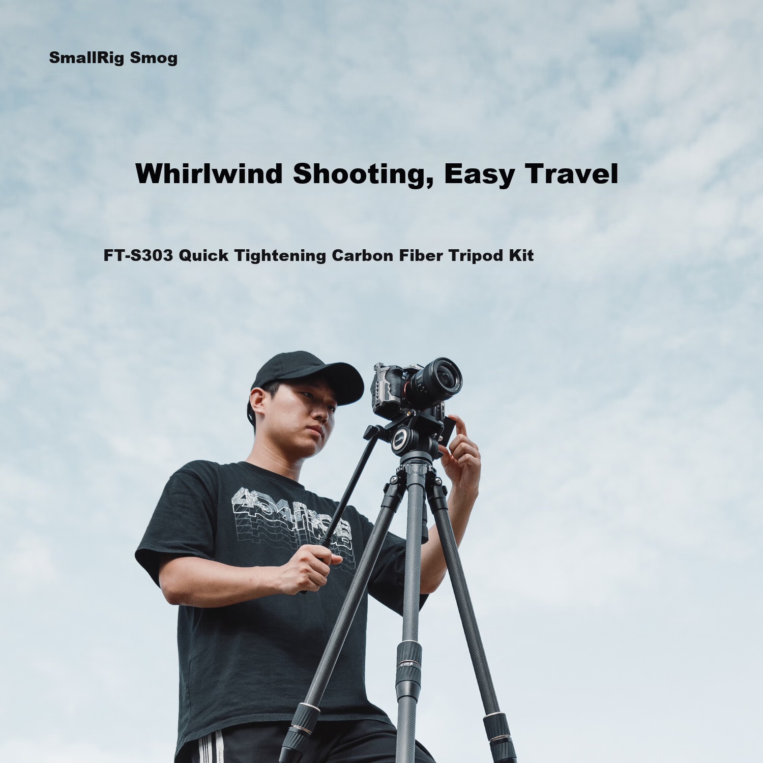 SmallRig 4645 Carbon Fiber Tripod FT-S303 Professional Photography Quick Release Hydraulic Damping Video Heavy Duty Camera Support Tripod 1