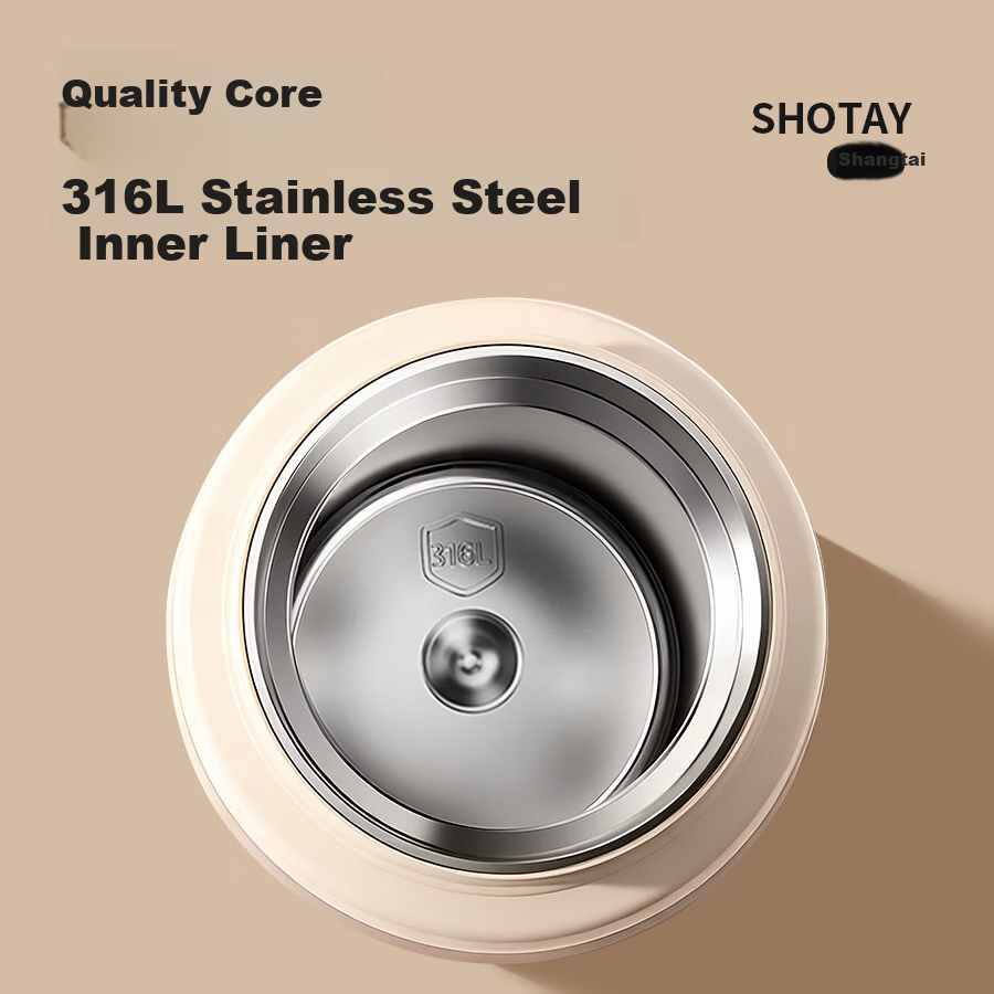 Shangtai 316L Stainless Steel Insulated Water Bottle 280ml Compact Pocket Outdoor Flip Lid Thermos 8185 White