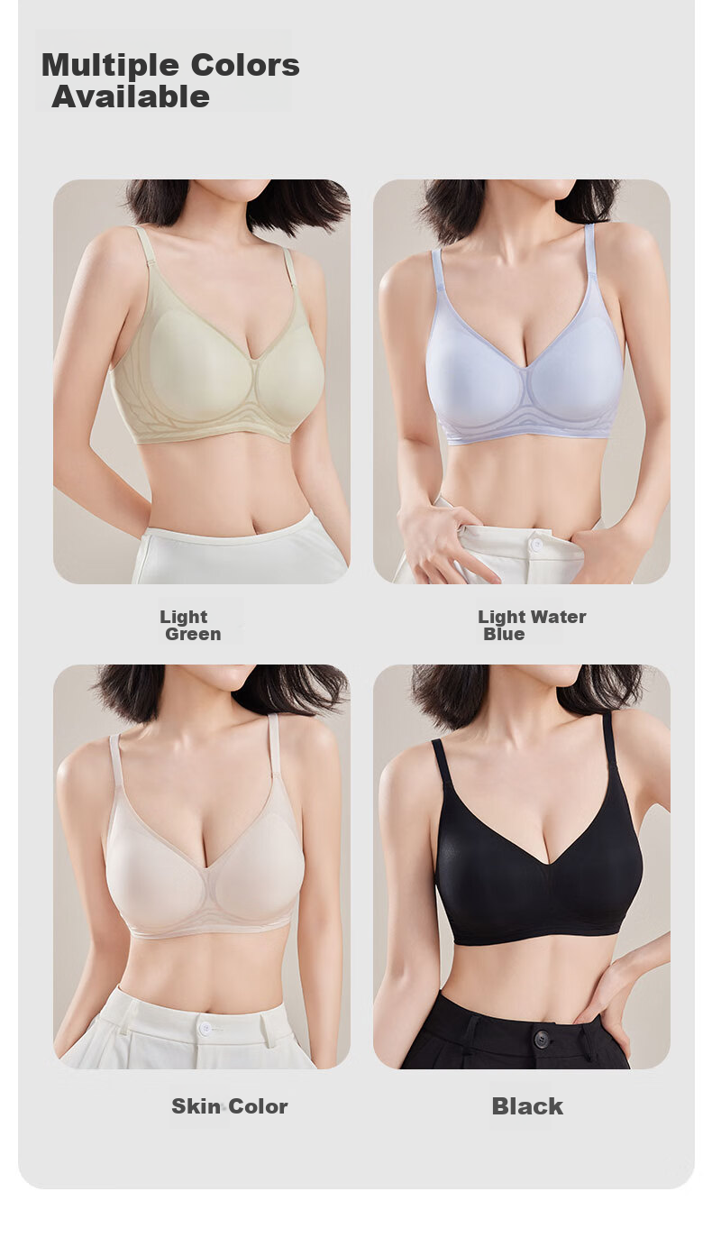 GRACEWELL Seamless Bra for Women Large Bust Minimizing Push-Up Anti-Spread Wireless Thin Strap Lightweight Invisible Bra 6