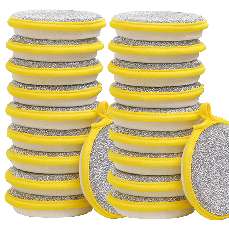 Dipuer Dishwashing Sponge, 12*12cm, 10 Pieces, Kitchen Alternative to Steel Wool Scrubber, Pot Cleaning Tool, Dish Scrubber, Magic Eraser