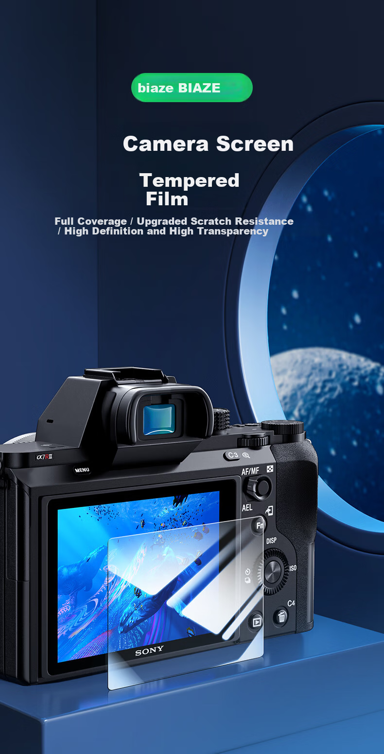 BIAZE Screen Protector for Sony A7C2 A7M4 A6700 Tempered Glass Film 2-Pack for A7C II ZVE1 ZV-E1L XJM1 Camera Screen 2