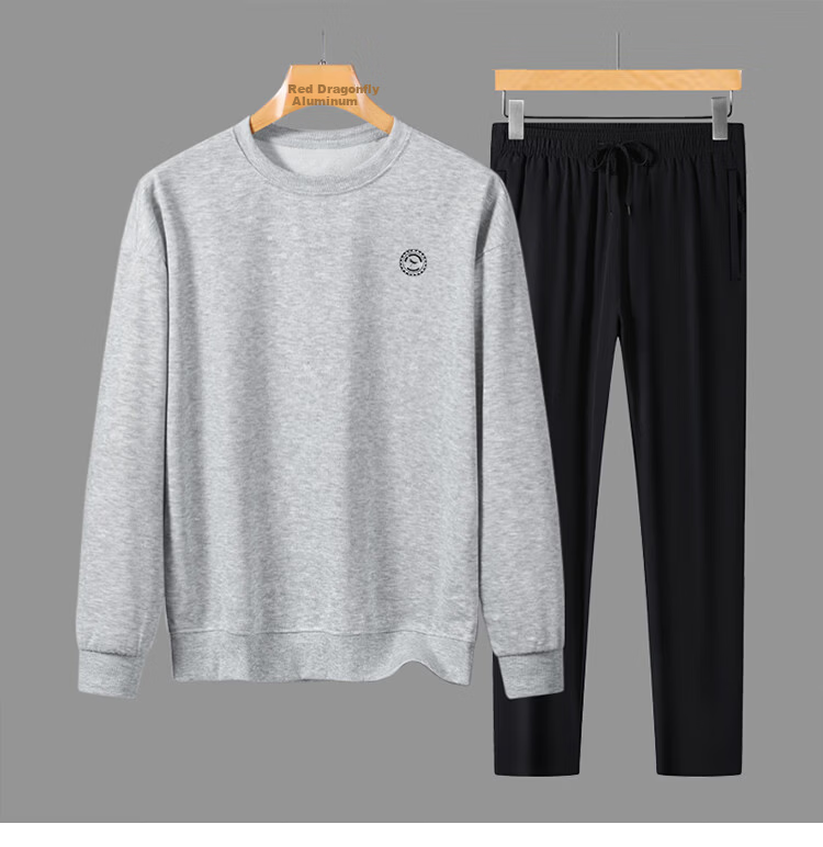 RED DRAGONFLY Men's Sports Casual Comfortable Versatile Simple Crew Neck Sweatshirt and Pants Set Dark Gray XL 13