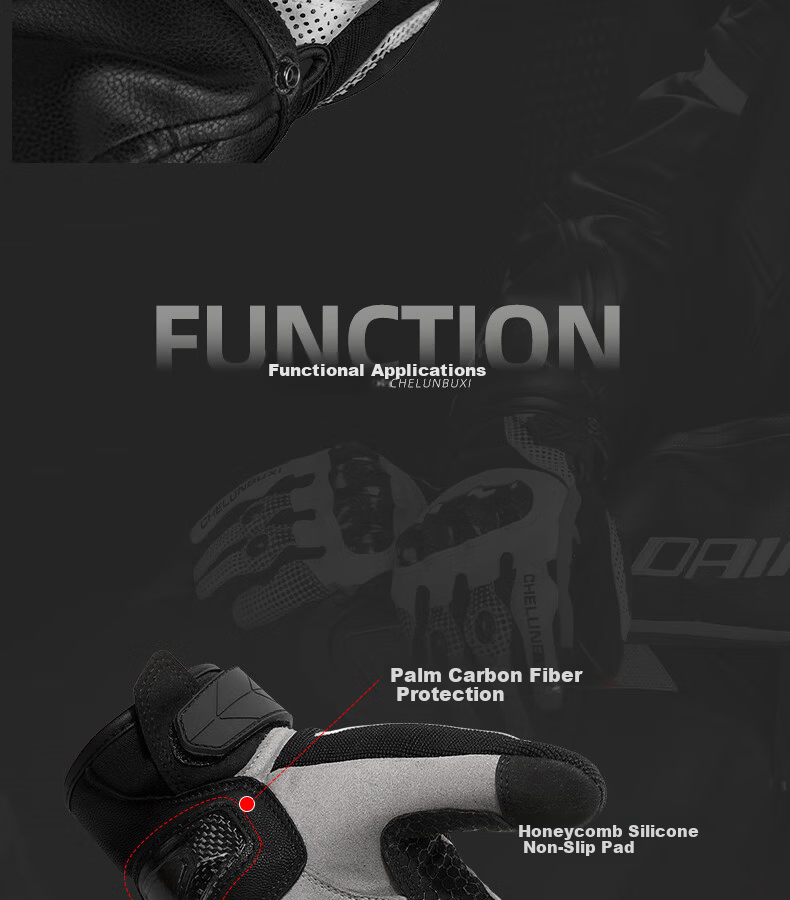 Endless Wheels Riding Motorcycle Gloves Summer Carbon Fiber Biker Gear Unisex All-Season Full Finger Touchscreen White XL 9