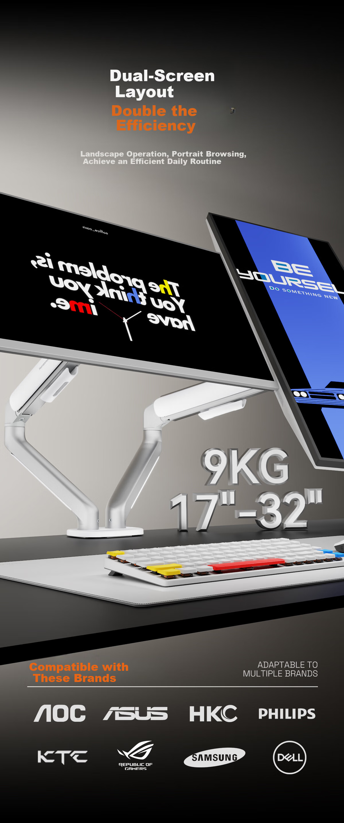 Songneng Notebook Monitor Stand Dual Screen Monitor Stand Dual Display Riser Computer Desk Stand Dual Screen Splicing Computer Stand Arm T650 3