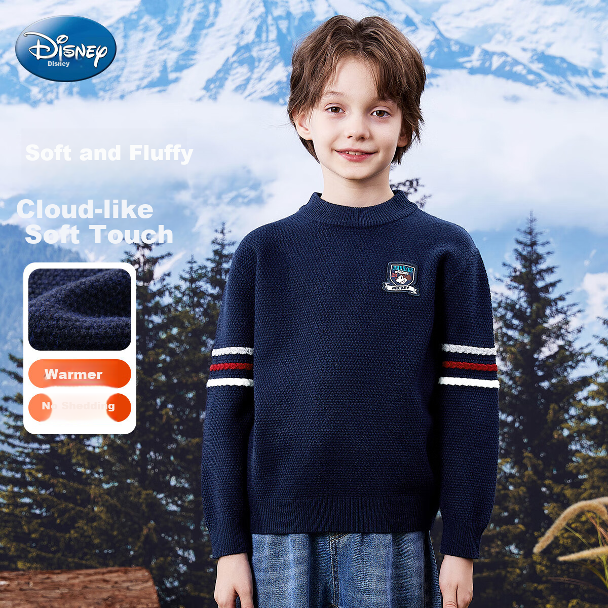 Disney Boys Sweater Kids Autumn Winter Warm Knitwear Baby TD3ES029 Navy Blue 130