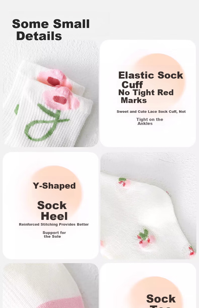 Mianmanman Children's Socks, Xinjiang Cotton, Antibacterial And Anti-Mite, Girls' Sweet Lace Mid-Calf Socks, for Toddlers And Older Children, Cotton Socks for Autumn Seaso 8