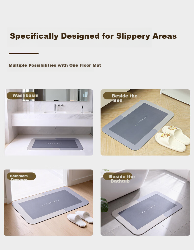 Grace Bathroom Mat Absorbent Non-Slip Floor Mat for Kitchen, Bathroom, Toilet Entrance Home Rug 5