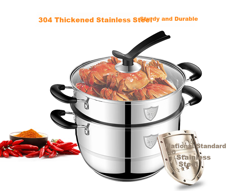 MAXCOOK 316L Stainless Steel 2-Layer 36cm Steamer Large Capacity Soup Pot Compatible with Gas Stove and Induction Cooker MCZ961 9