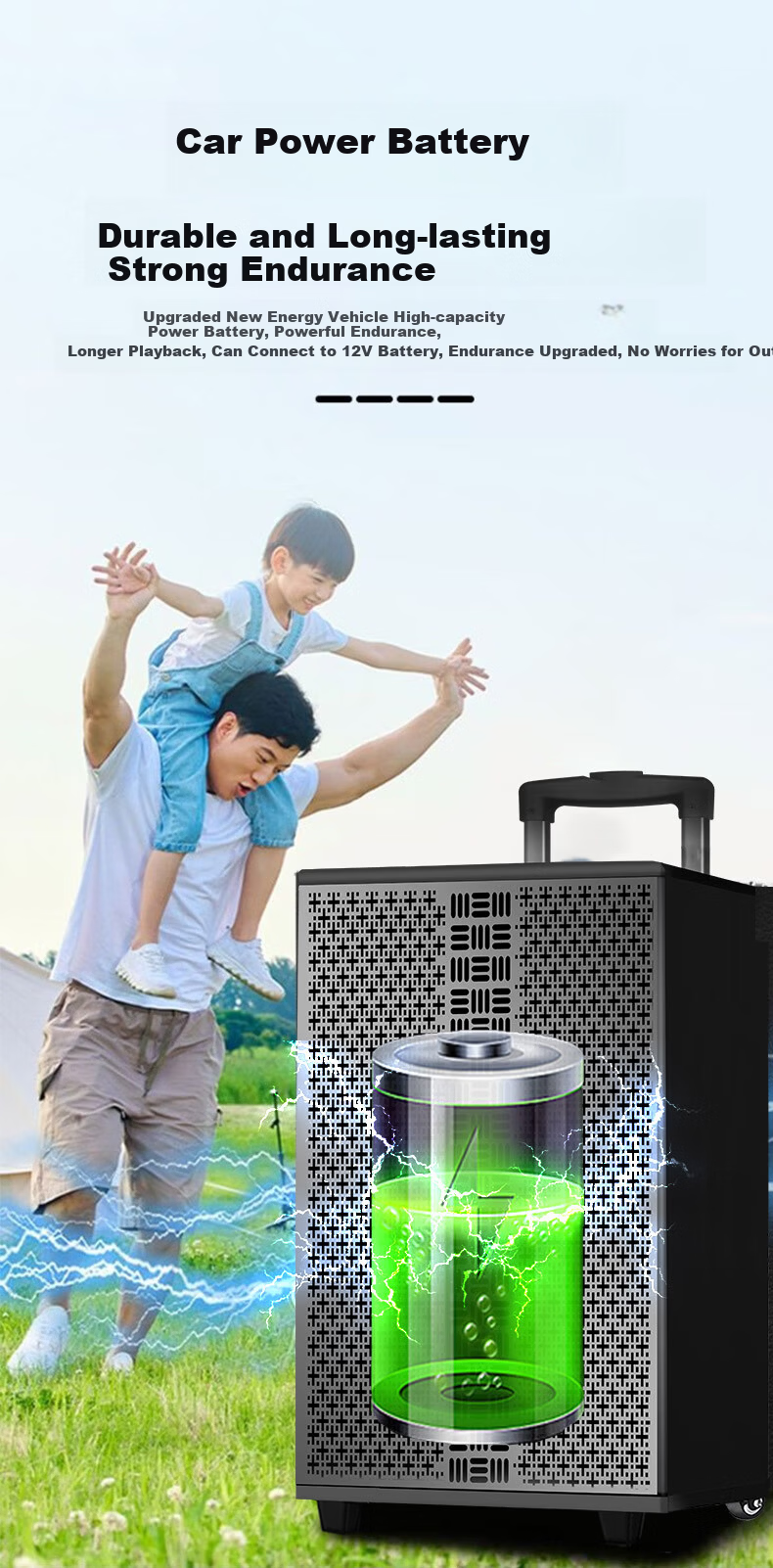 Keda KD1015 Outdoor Portable Karaoke Speaker with Trolley, Bluetooth, Large Outdoor Performance Sound System, Stage Subwoofer Speaker 4
