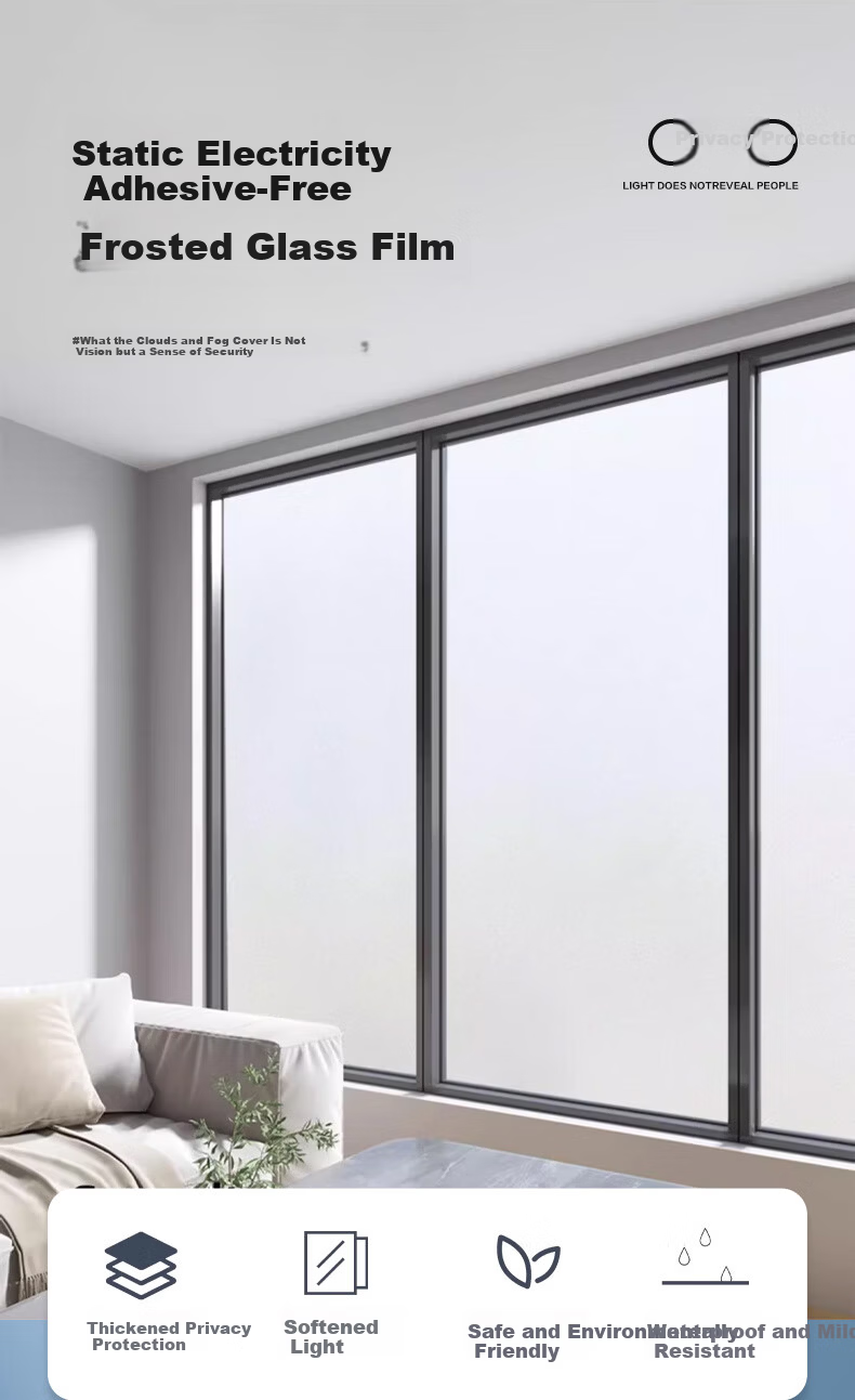 Modouyu Frosted Glass Privacy Film, 0.9*2m Window Anti-Peeping Film, Bathroom Sticker, Shower Room Toilet Light-Transmitting But Not See-Through 1