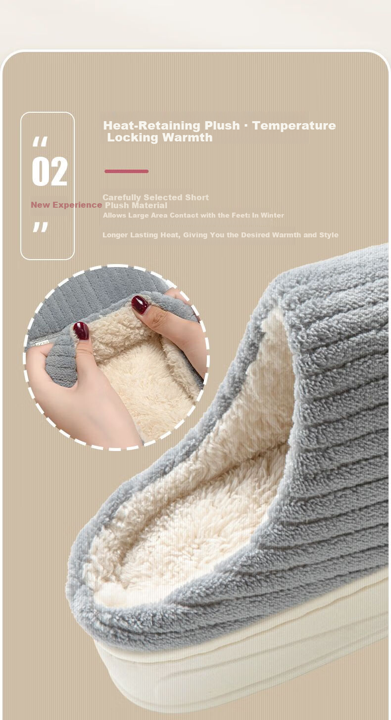 Warrior Men's Cotton Slippers Winter New Thick Sole Plush Warm Home Slippers 0806 Gray Size 40-41 5