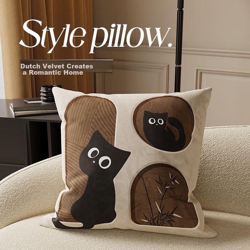 Slow Talk Cartoon Sofa Cushion Pillow with Removable Core, Washable Backrest Pad for Living Room and Bedside, Customizable 45*45cm