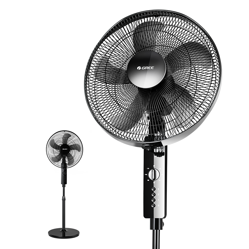 GREE Large Airflow 5-Blade Household Electric Fan Office Adjustable Height Pedestal Fan with Timer FD-4012-WG