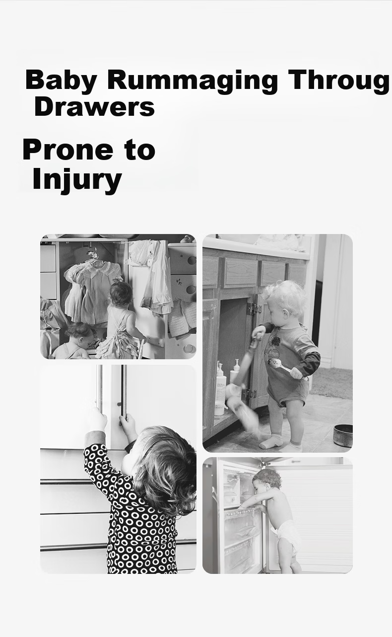 Babycare Child Safety Lock Drawer Baby Safety Door Lock Multifunctional Refrigerator Lock Cabinet Rotating Double Door - Kata White 2