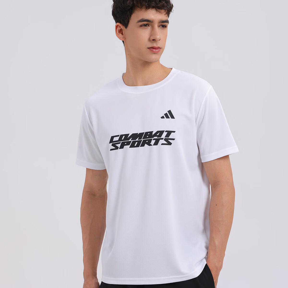 Adidas Summer Moisture-Wicking Quick-Dry Short Sleeve Unisex Couple Sports T-Shirt Crew Neck Casual Half Sleeve White/Black L