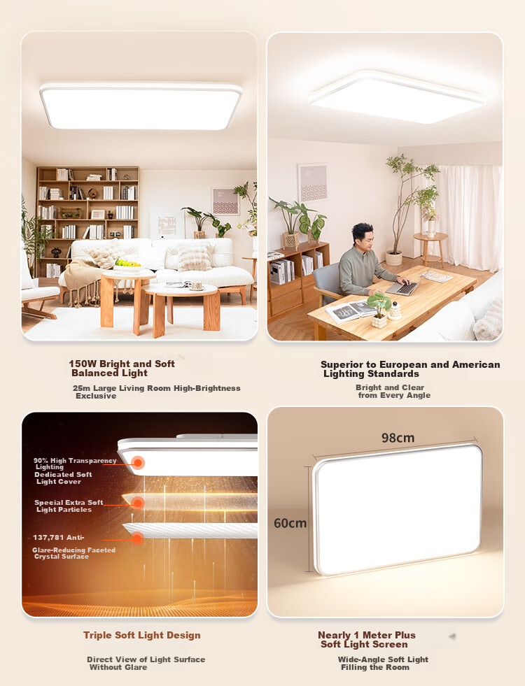 Haishibao Ceiling Light Living Room Main Light Full Spectrum Eye Protection LED Simple Fixture 30㎡ Suitable 150W All-Inclusive Price 10