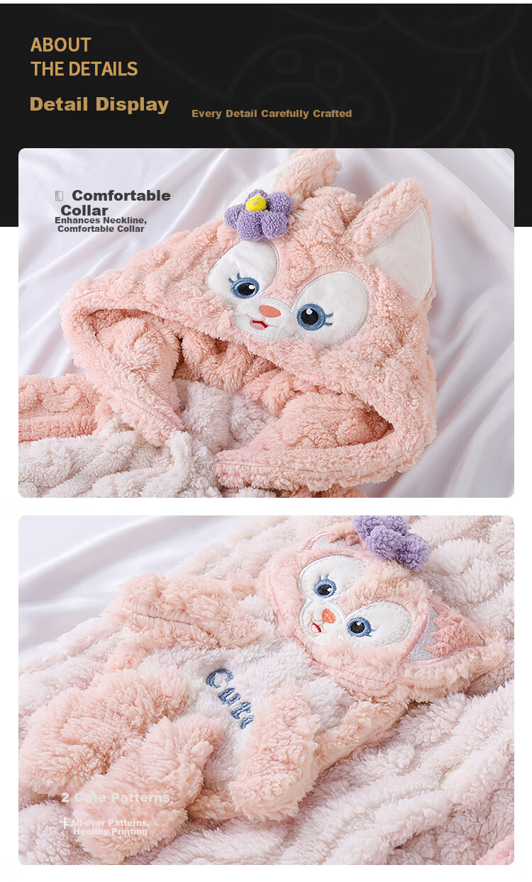 LangSha Baby Girls Coral Fleece Pajamas Autumn Winter 2025 New Children's Bathrobe Winter Stylish Homewear for Little Girls 4