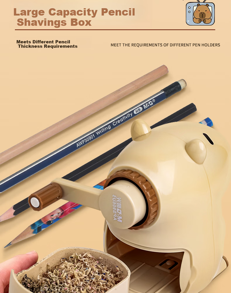 M&G Capybara Hand-Crank Pencil Sharpener for Elementary Students APS906U5 4
