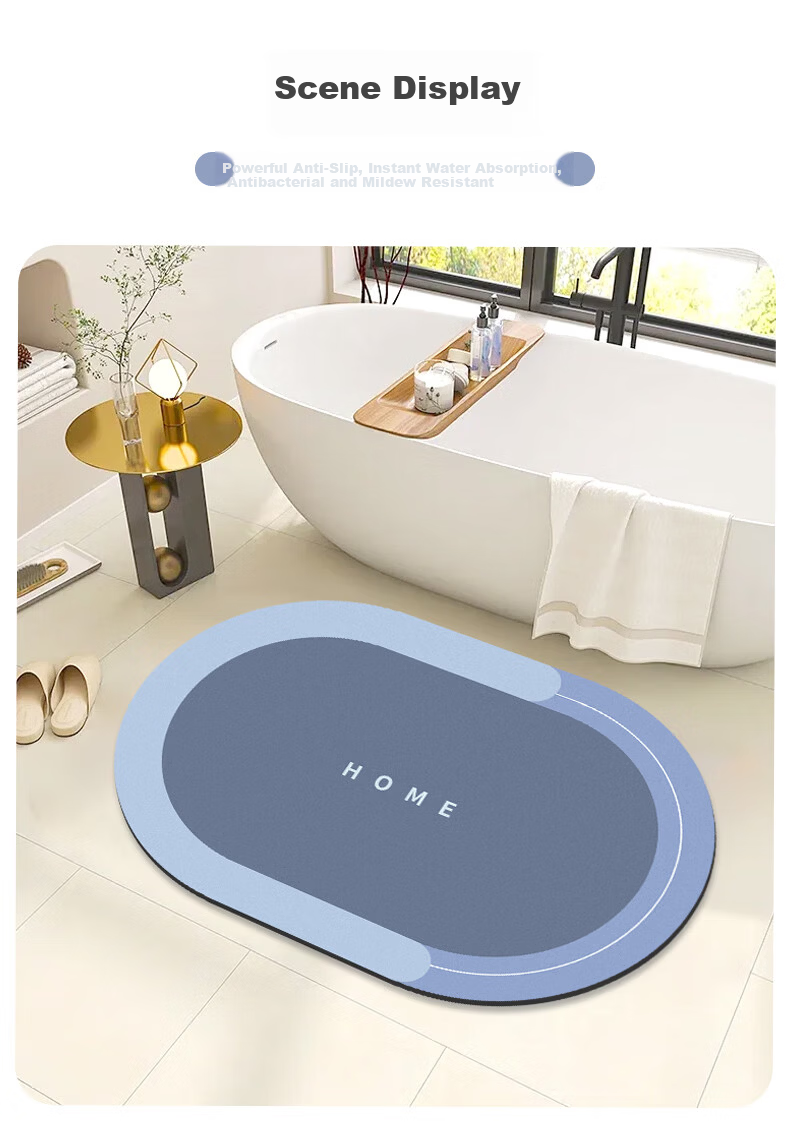 Nanjiren Bathroom Mat Absorbent Non-Slip Toilet Door Entrance Quick-Dry Floor Mat 50*80cm 8